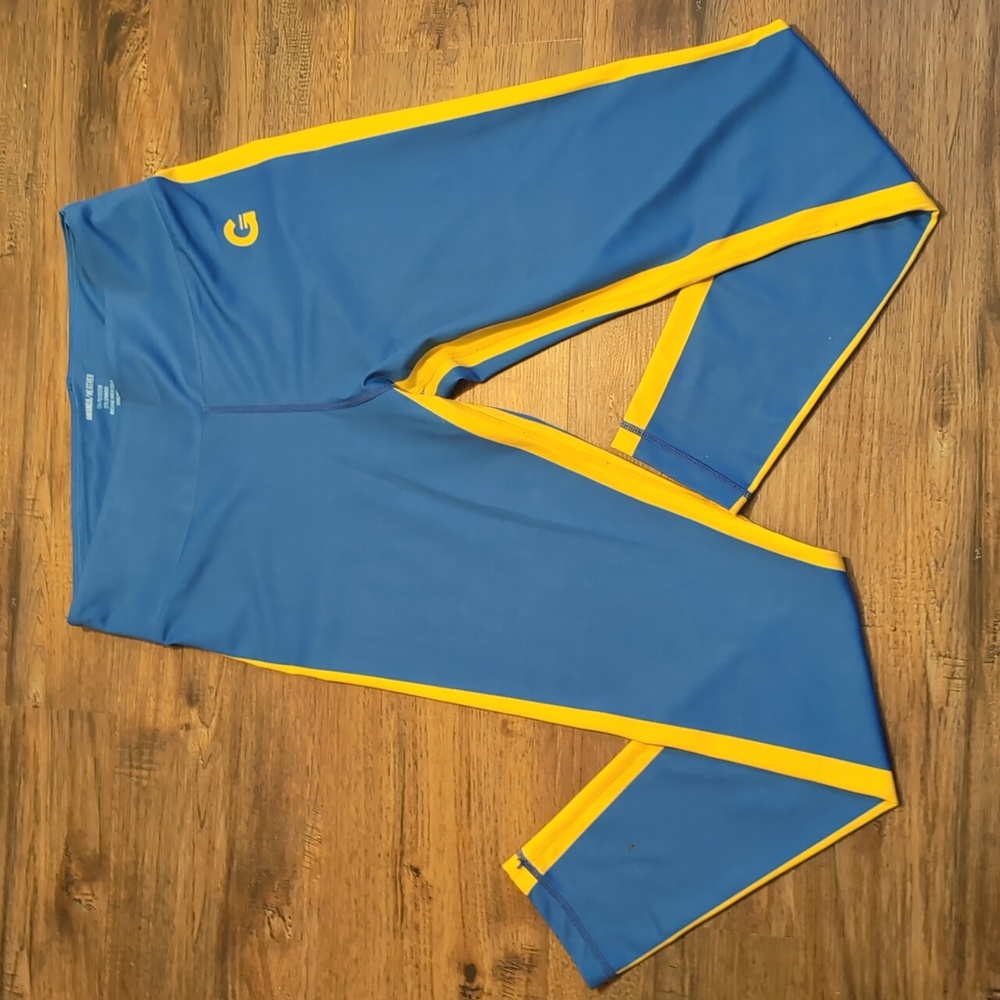 GRRRL Blue and Yellow Chun Li Inspired Athletic Leggings - Med/Large